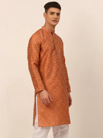 Men Peach Floral Printed Kurtas-KO-669Peach