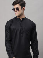 Men's Black Solid Short Kurtas-KO-677Black