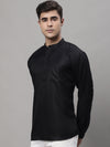 Men's Black Solid Short Kurtas-KO-677Black