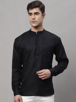 Men's Black Solid Short Kurtas-KO-677Black