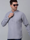 Men's Black Solid Short Kurtas-KO-677Light-Grey