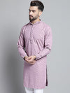 Men Purple Chikankari Embroidered and Sequence Kurtas-KO-678Light-Purple