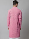 Men Pink Chikankari Embroidered and Sequence Kurtas-KO-678Pink