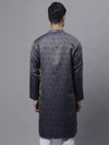 Men Ethnic Navy Blue Woven Design Kurtas-KO-681Navy