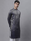 Men Ethnic Navy Blue Woven Design Kurtas-KO-681Navy