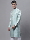 Men Ethnic Sky Blue Woven Design Kurtas-KO-681Sky