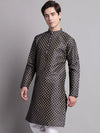 Men's Navy Blue Printed Silk Blend Kurta-KO-686Navy