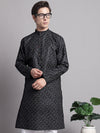 Men's Black Printed Pure Cotton Kurta-KO-687Black