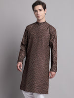 Men's Coffee Brown Printed Pure Cotton Kurta-KO-687Coffee