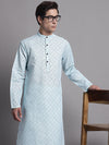 Men's Sky Blue Printed Pure Cotton Kurta-KO-687Sky