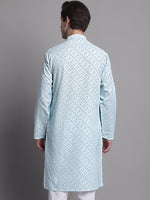 Men's Sky Blue Printed Pure Cotton Kurta-KO-687Sky