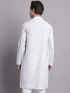 Men's White Printed Pure Cotton Kurta-KO-687White