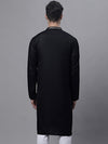 Men's Black Embroidered Straight Kurtas-KO-690Black