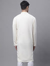 Men's White Embroidered Straight Kurtas-KO-690White