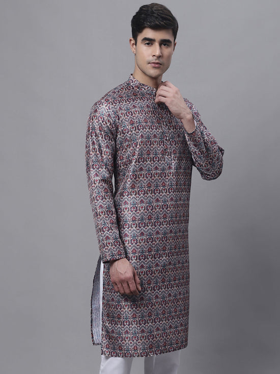 Men's Maroon Digital Printed Kurtas-KO-691Maroon