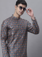 Men's Navy Digital Printed Kurtas-KO-691Navy