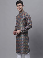 Men's Navy Digital Printed Kurtas-KO-691Navy