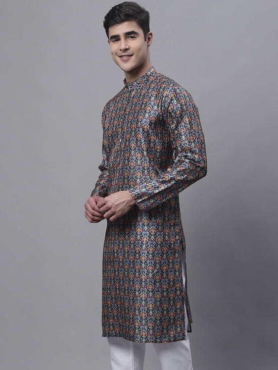 Men's Navy Digital Printed Kurtas-KO-691Navy