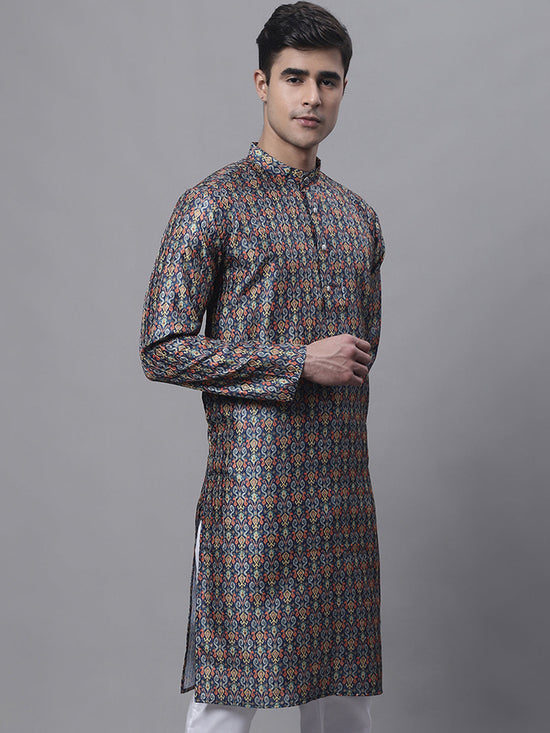 Men's Navy Digital Printed Kurtas-KO-691Navy