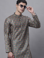 Men's Olive Green Digital Printed Kurtas-KO-691Olive