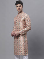 Men's Peach Digital Printed Kurtas-KO-691Peach