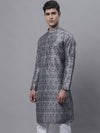 Men's Silver Digital Printed Kurtas-KO-691Silver