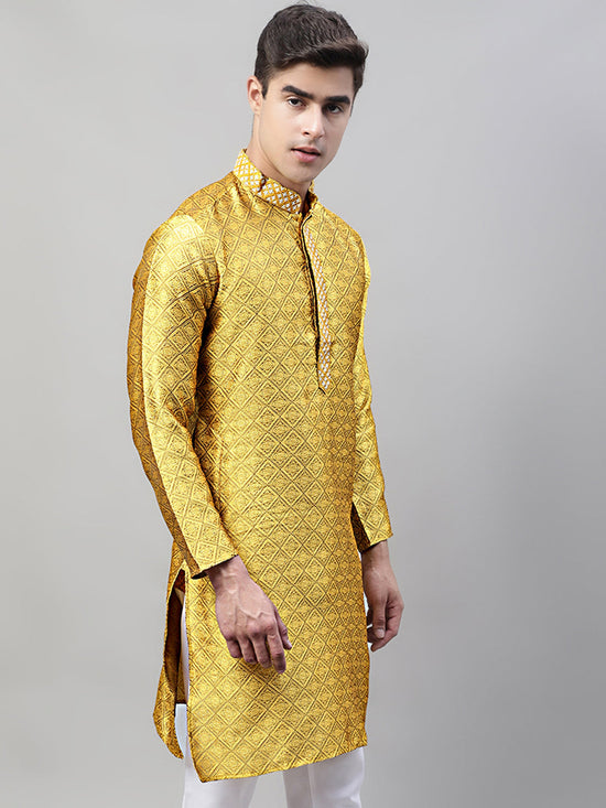 Collar Embroidered Kurtas-KO-692Mustard