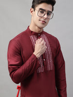 Mirror Work Kurtas-KO-693Maroon