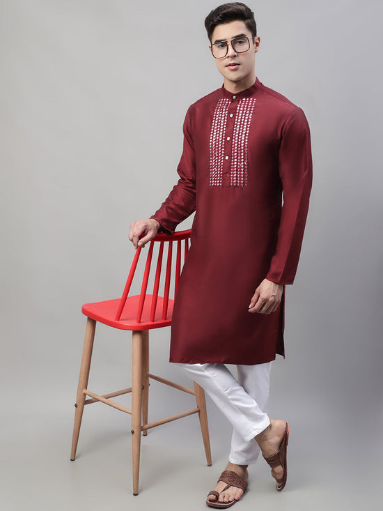 Mirror Work Kurtas-KO-693Maroon