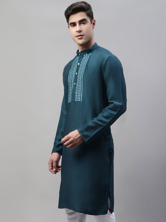 Mirror Work Kurtas-KO-693Teal