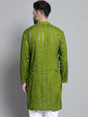 Men's Embroidered Mirror Work Kurtas-KO-694Olive