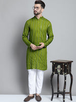 Men's Embroidered Mirror Work Kurtas-KO-694Olive