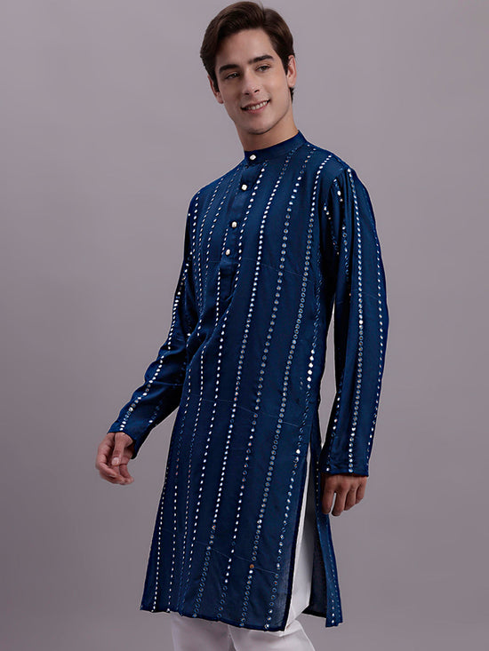 Men's Solid Pure Cotton Kurta-KO-694Peacock