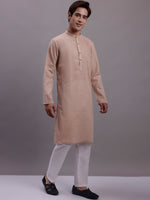 Men's Embroidered Mirror Work Kurta-KO-697Beige