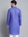 Men's Solid Pure Cotton Kurtas-KO-697Blue