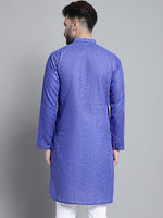 Men's Solid Pure Cotton Kurtas-KO-697Blue