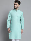 Men's Solid Pure Cotton Kurtas-KO-697Green