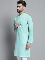 Men's Solid Pure Cotton Kurtas-KO-697Green