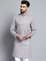 Men's Solid Pure Cotton Kurtas-KO-697Grey