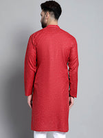 Men's Solid Pure Cotton Kurtas-KO-697Maroon