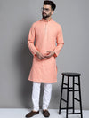 Men's Solid Pure Cotton Kurtas-KO-697Peach