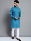 Men's Solid Pure Cotton Kurtas-KO-697Peacock