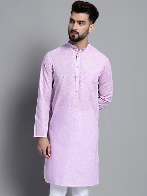 Men's Solid Pure Cotton Kurtas-KO-697Purple