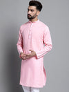 Men's Solid Pure Cotton Kurtas-KO-697Pink