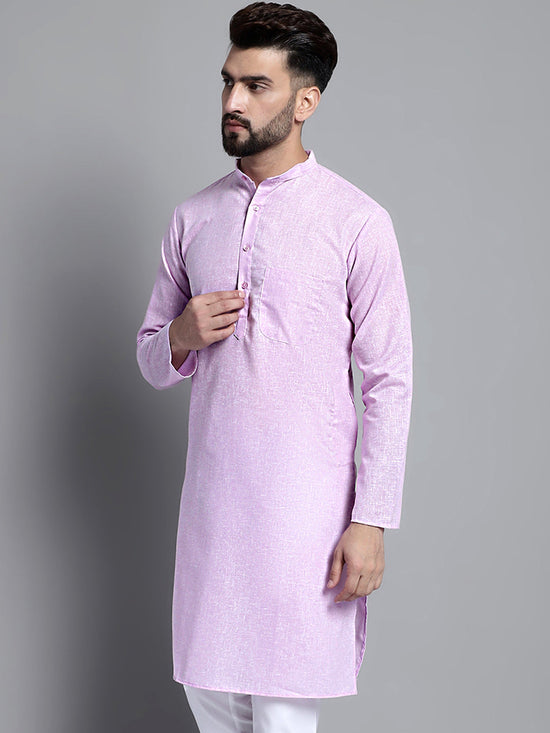 Men's Solid Pure Cotton Kurtas-KO-697Purple