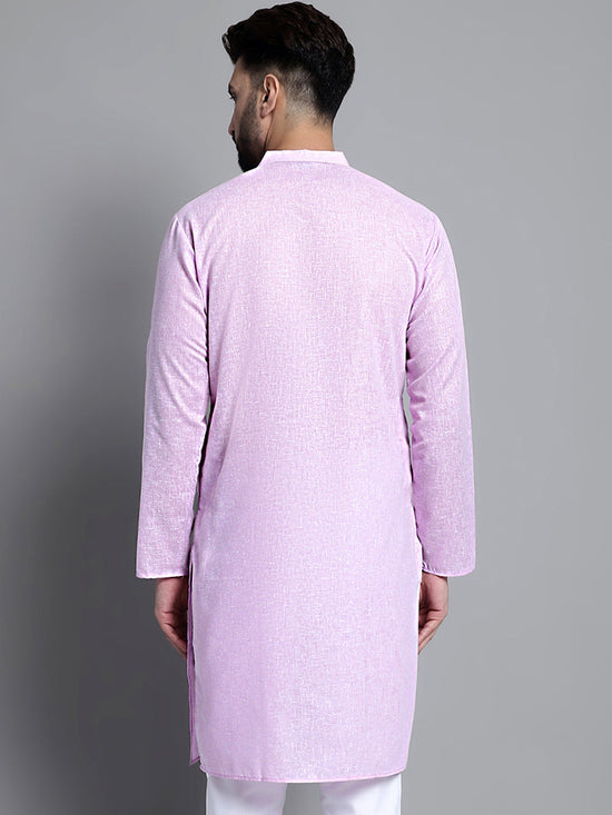 Men's Solid Pure Cotton Kurtas-KO-697Purple