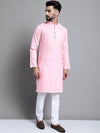 Men's Solid Pure Cotton Kurtas-KO-697Pink