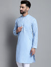 Men's Solid Pure Cotton Kurtas-KO-697Sky