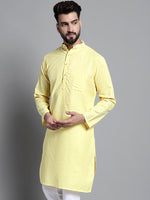 Men's Solid Pure Cotton Kurtas-KO-697Yellow