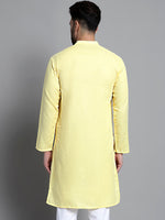 Men's Solid Pure Cotton Kurtas-KO-697Yellow